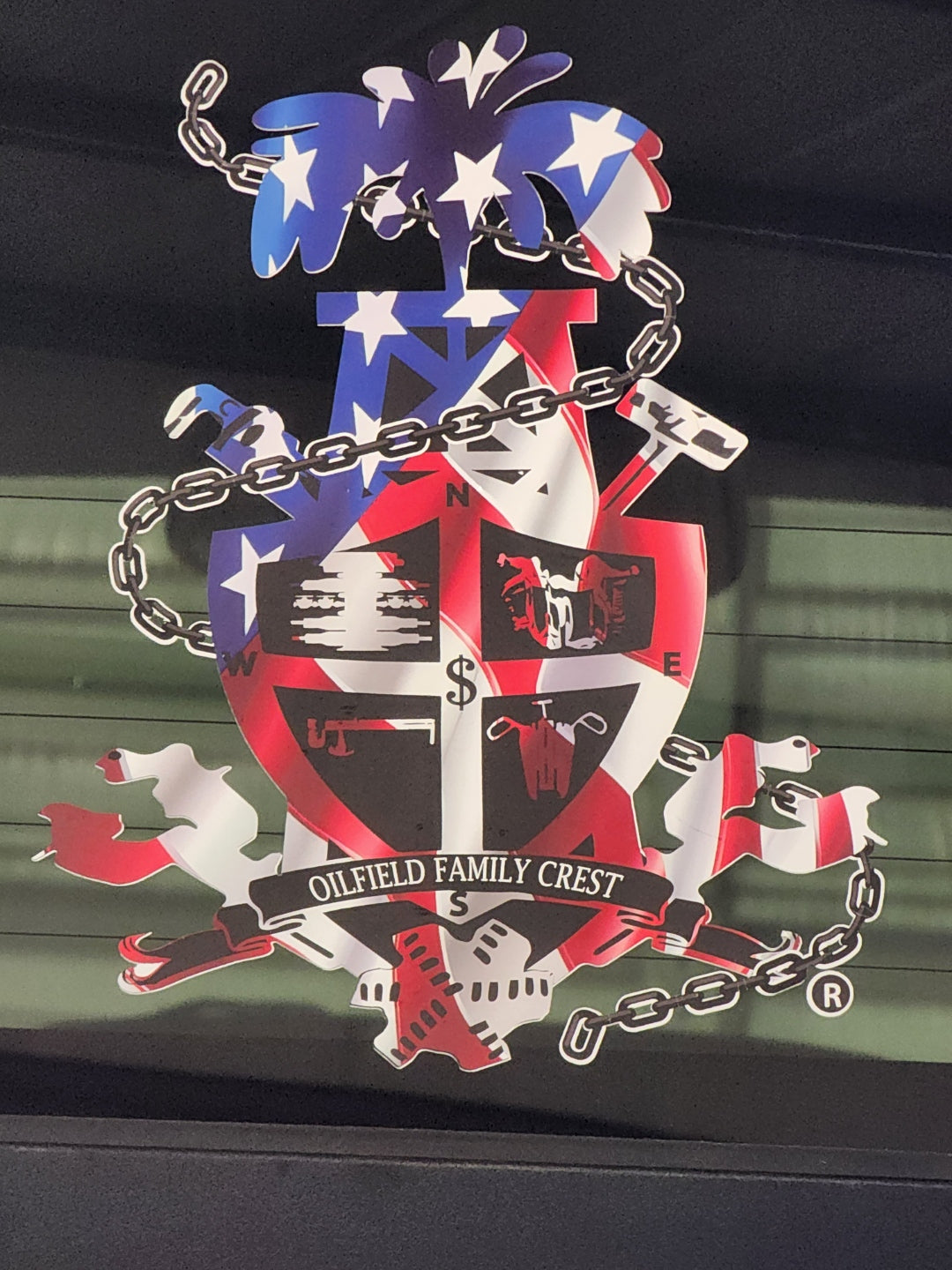 Oilfield Family Crest Decal - American Flag