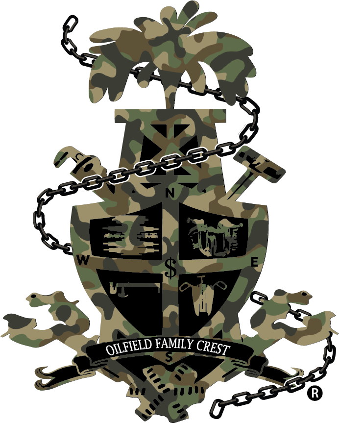 Oilfield Family Crest Decal - Woodland Camo